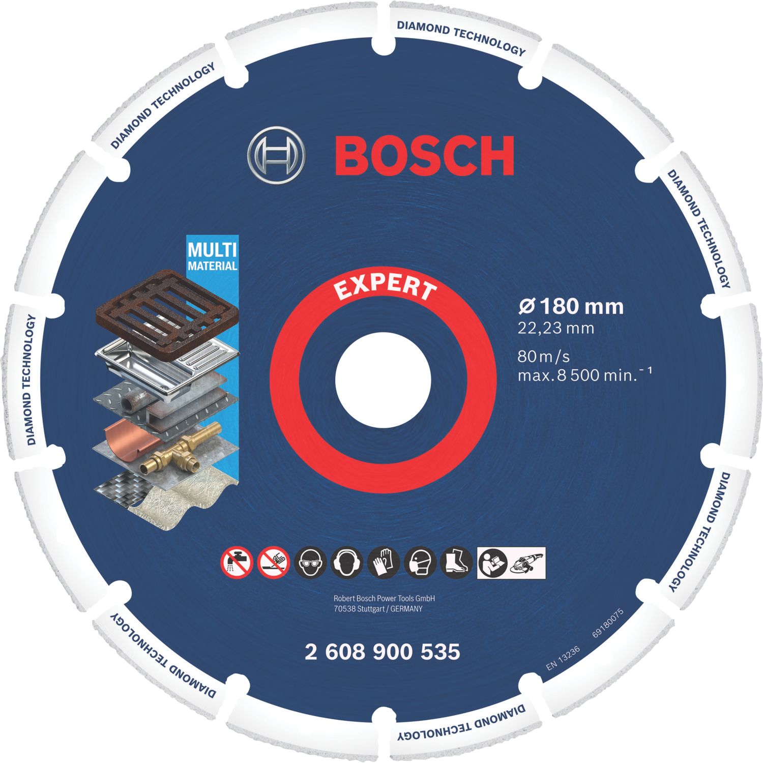 Bosch Expert Multi-Material Diamond Cutting Disc 180mm x 22.23mm (301RT)