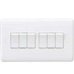 Knightsbridge Curved Edge 10AX 6-Gang 2-Way Light Switch  White