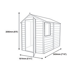 Shire Durham 6' x 8' (Nominal) Apex Shiplap T&G Timber Shed