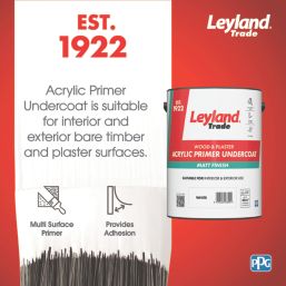 Leyland Trade Acrylic 5Ltr White Matt  Interior & Exterior Wood Primer Undercoat