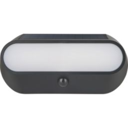 Luceco Carina Outdoor Oval LED Solar-Powered Bulkhead With PIR Sensor Black 470lm