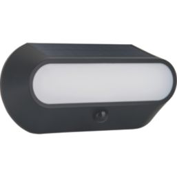 Luceco Carina Outdoor Oval LED Solar-Powered Bulkhead With PIR Sensor Black 470lm