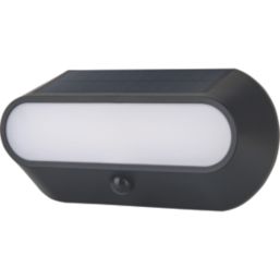 Luceco Carina Outdoor Oval LED Solar-Powered Bulkhead With PIR Sensor Black 470lm