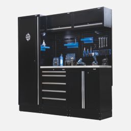 Bunker  Black 11 Piece Modular Storage Set with Steel Worktop