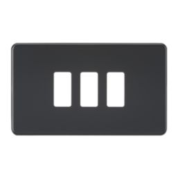 Knightsbridge  3-Module Grid Faceplate Matt Black