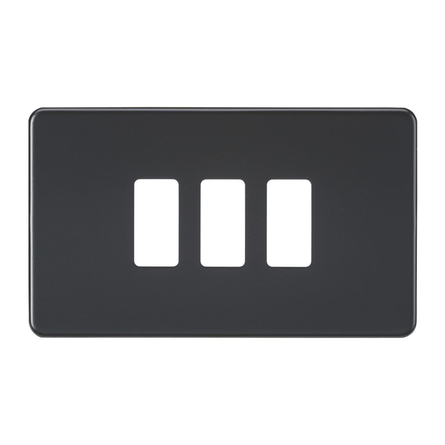 Knightsbridge 3-Module Grid Faceplate Matt Black (302CR)