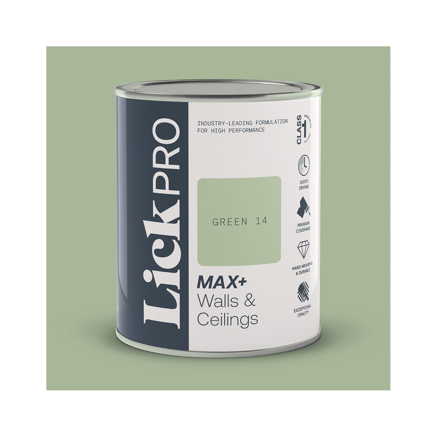 LickPro Max+ 1Ltr Green 14 Matt Emulsion Paint (302TM)