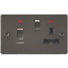 Knightsbridge  45A 2-Gang DP Cooker Switch & 13A DP Switched Socket Gunmetal with LED with Black Inserts