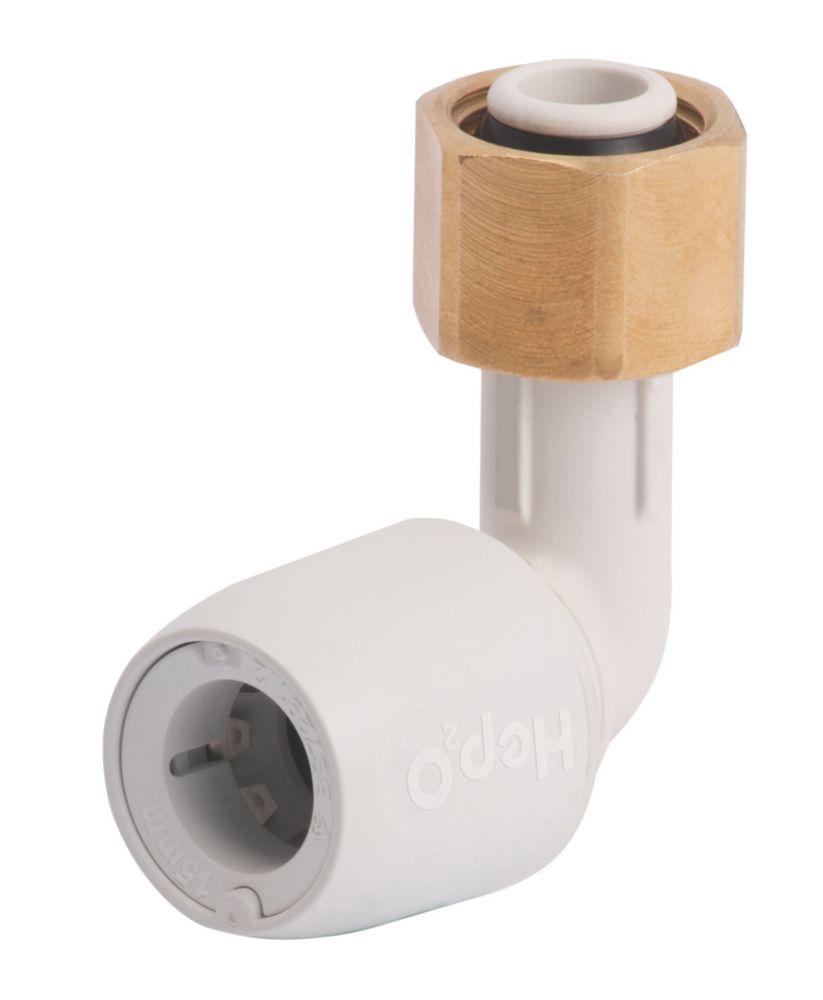 Hep2O  Plastic Push-Fit Angled Tap Connector 15mm x 1/2"