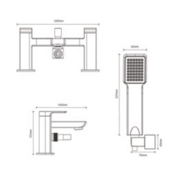 Aqualisa Downtown Black 121mm Deck Mounted Dual Control Manual Shower Mixer Tap