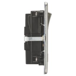 Knightsbridge  13A 2-Gang DP Switched Socket + 3.25A 65W 2-Outlet Type C USB Charger Brushed Chrome with Black Inserts