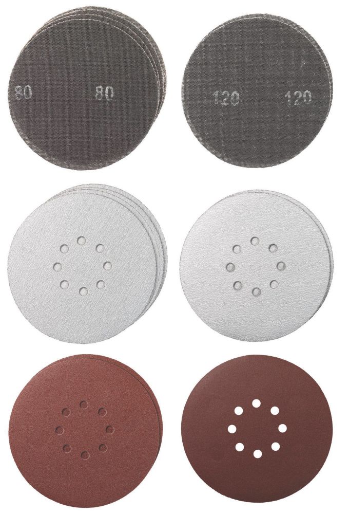 Einhell Grille Sanding Disc Set Assorted 225mm 80 & 120 Grit 15 Pack