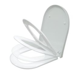Swirl  Soft-Close with Quick-Release D-Shaped Toilet Seat Stainless Steel & Plastic White