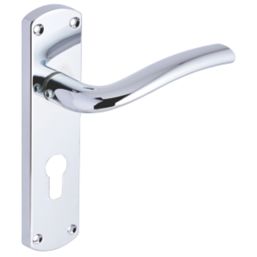 Smith & Locke Corfe Fire Rated Euro Lock Door Handles Pair Polished Chrome