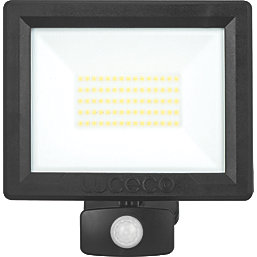 Luceco Essence Outdoor LED Floodlight with Ball Joint With PIR Sensor Black 50W 6000lm