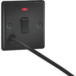 Knightsbridge  20A 1-Gang DP Control Switch & Flex Outlet Matt Black with Neon with Black Inserts
