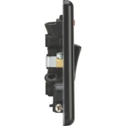 Knightsbridge  20A 1-Gang DP Control Switch & Flex Outlet Matt Black with Neon with Black Inserts