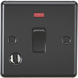 Knightsbridge  20A 1-Gang DP Control Switch & Flex Outlet Matt Black with Neon with Black Inserts