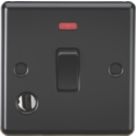 Knightsbridge  20A 1-Gang DP Control Switch & Flex Outlet Matt Black with Neon with Black Inserts