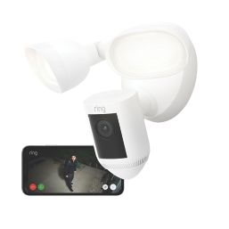 Ring Cam Pro 8SF1E1-WEU0 White Wired 1080p Outdoor Smart Camera with Floodlight with PIR Sensor