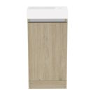 Newland  Single Door Floor Standing Vanity Unit with Basin Effect Natural Oak 400mm x 220mm x 850mm