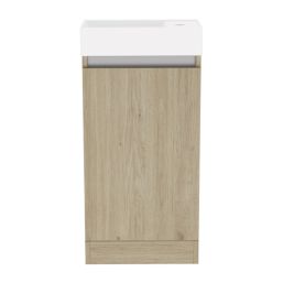 Newland  Single Door Floor Standing Vanity Unit with Basin Effect Natural Oak 400mm x 220mm x 850mm