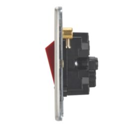 Contactum Lyric 45A 1-Gang DP Control Switch Brushed Steel  with Black Inserts