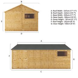 Mercia Modular 17' 6" x 10' (Nominal) Reverse Apex Shiplap T&G Timber Workshop