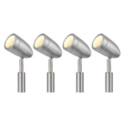 Mirage Outdoor LED Spike Light Kit Brushed Silver 12W 420lm 4 Pack