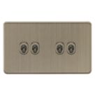 Knightsbridge Screwless 10AX 4-Gang 2-Way Toggle Light Switch  Antique Brass