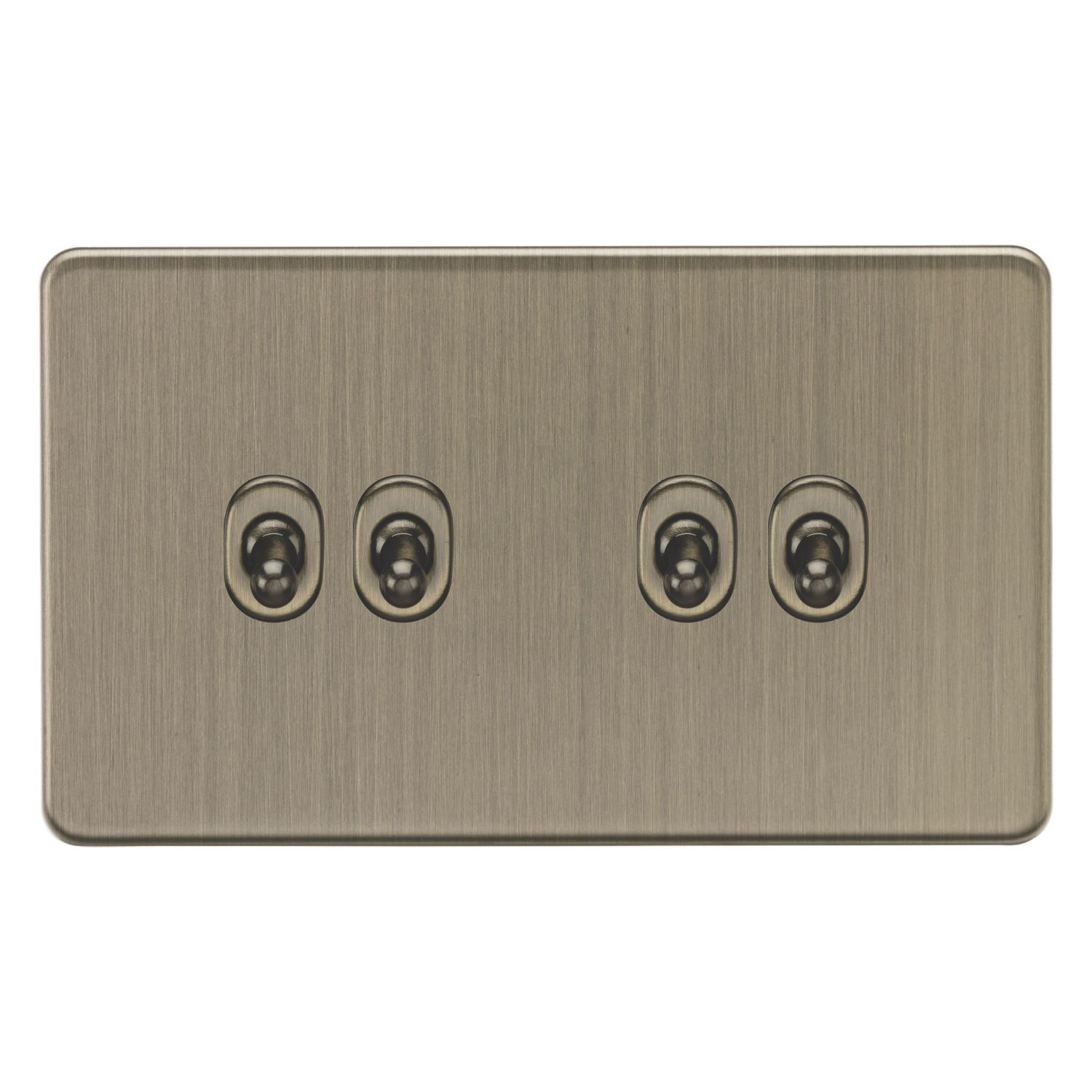 Knightsbridge Screwless 10AX 4-Gang 2-Way Toggle Light Switch Antique Brass (304CR)