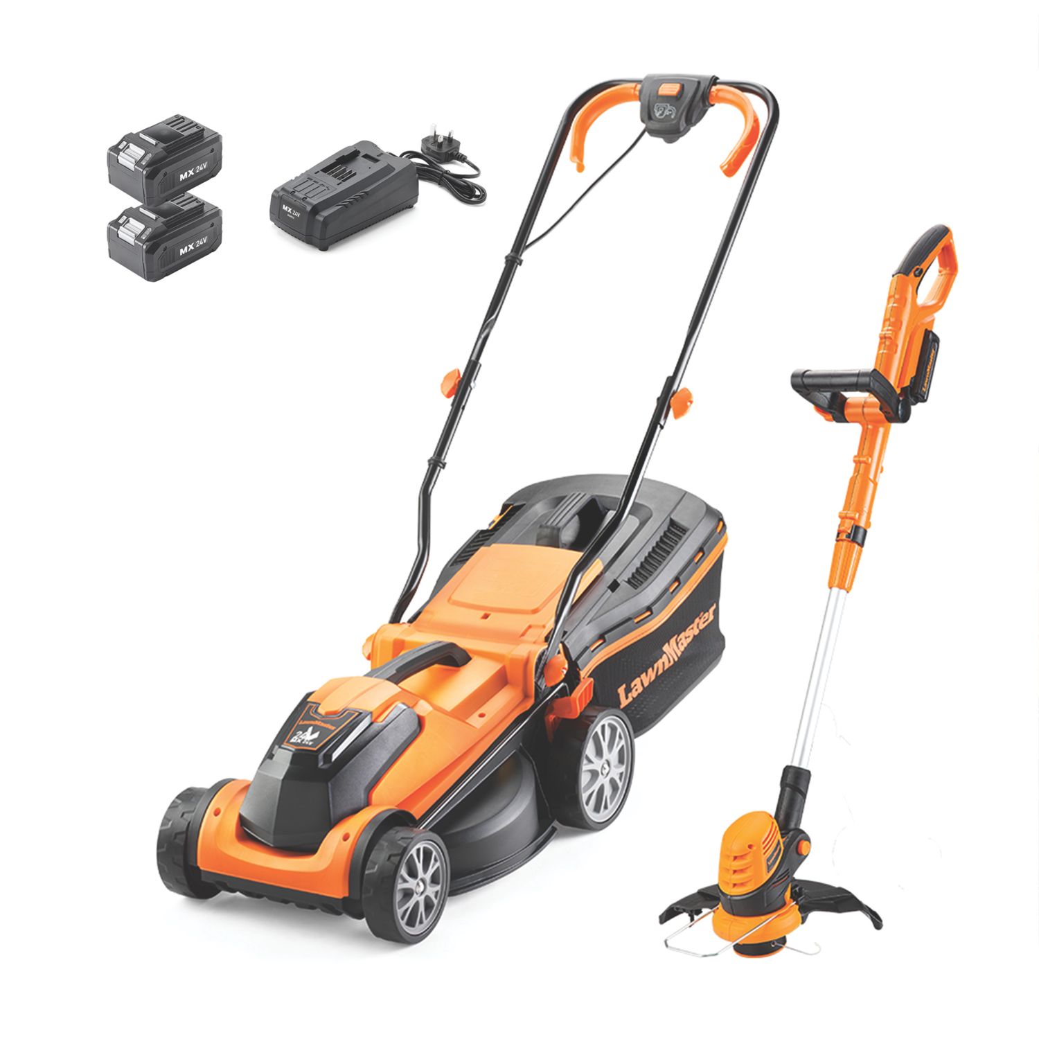 LawnMaster MFGT Combo 24V 2 x 4.0Ah Lithium MX Brushless Cordless Lawn Mower & 3-in-1 Grass Trimmer (304CU)