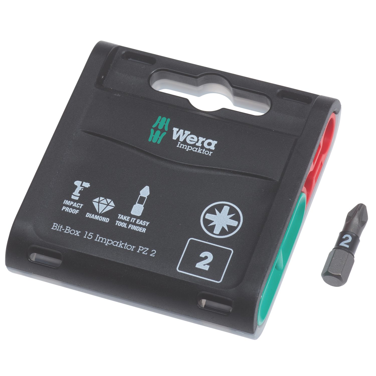 Wera Impaktor 855/1 1/4" 25mm Hex Shank PZ2 TriTorsion Diamond Coated Bits 15 Pack (304FP)