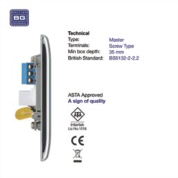 British General Nexus Metal 1-Gang Master Telephone Socket Polished Chrome