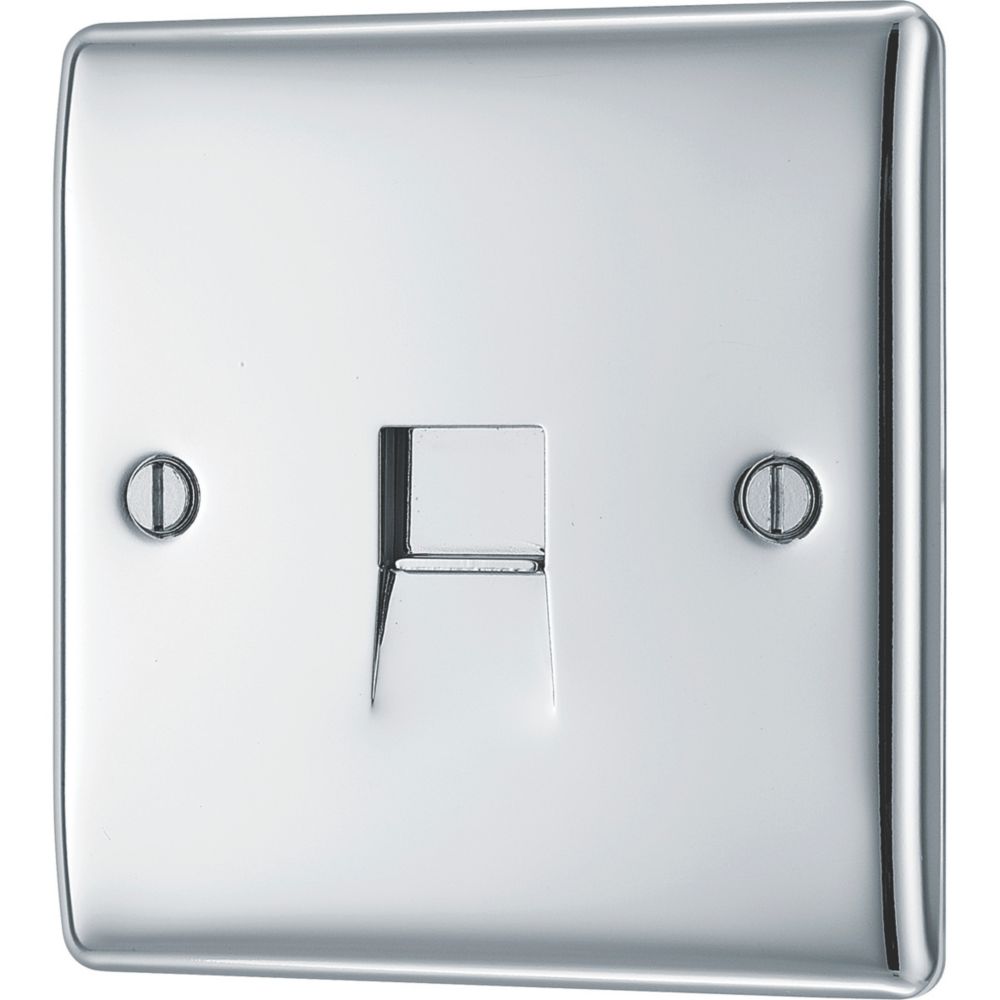 British General Nexus Metal 1-Gang Master Telephone Socket Polished Chrome