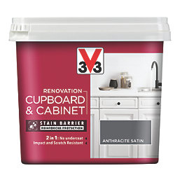 V33  Satin Anthracite Grey Trim Cabinet Paint 750ml