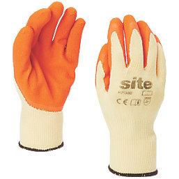Site  Latex Builders Gloves Orange/Yellow Small