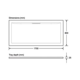 Mira Flight Level Rectangular Shower Tray Slate Grey 1700mm x 800mm x 25mm