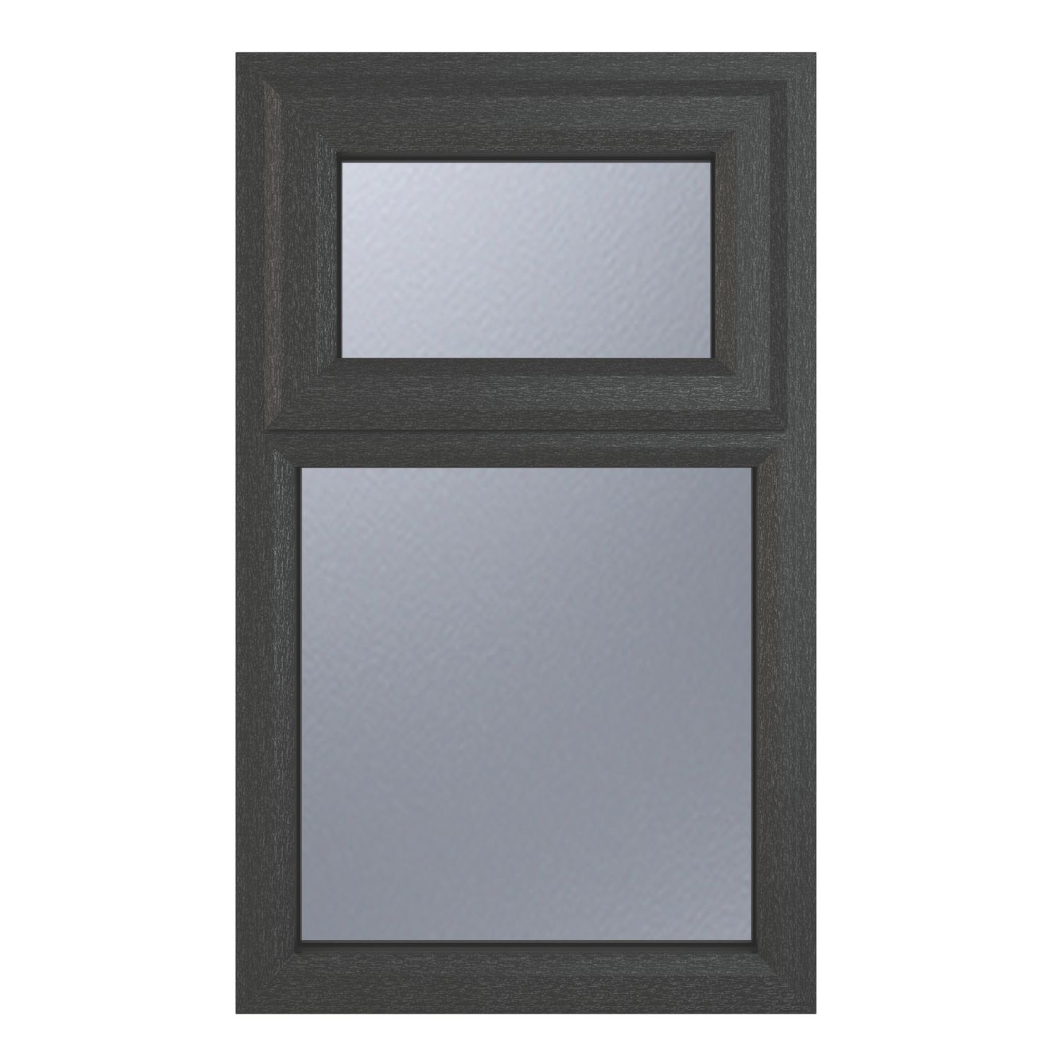 Crystal Top Opening Obscure Triple-Glazed Casement Anthracite on White uPVC Window 610mm x 965mm (304JM)