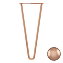 Rothley 2-Pin Hairpin Worktop Leg Polished Copper 350mm