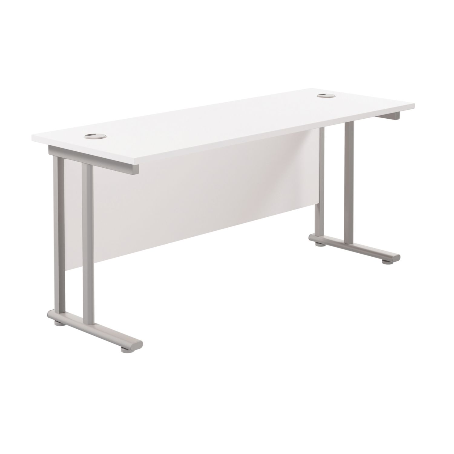 TC Group Aztec Twin Upright Rectangular Office Desk White/Silver 1600mm x 600mm (304TT)