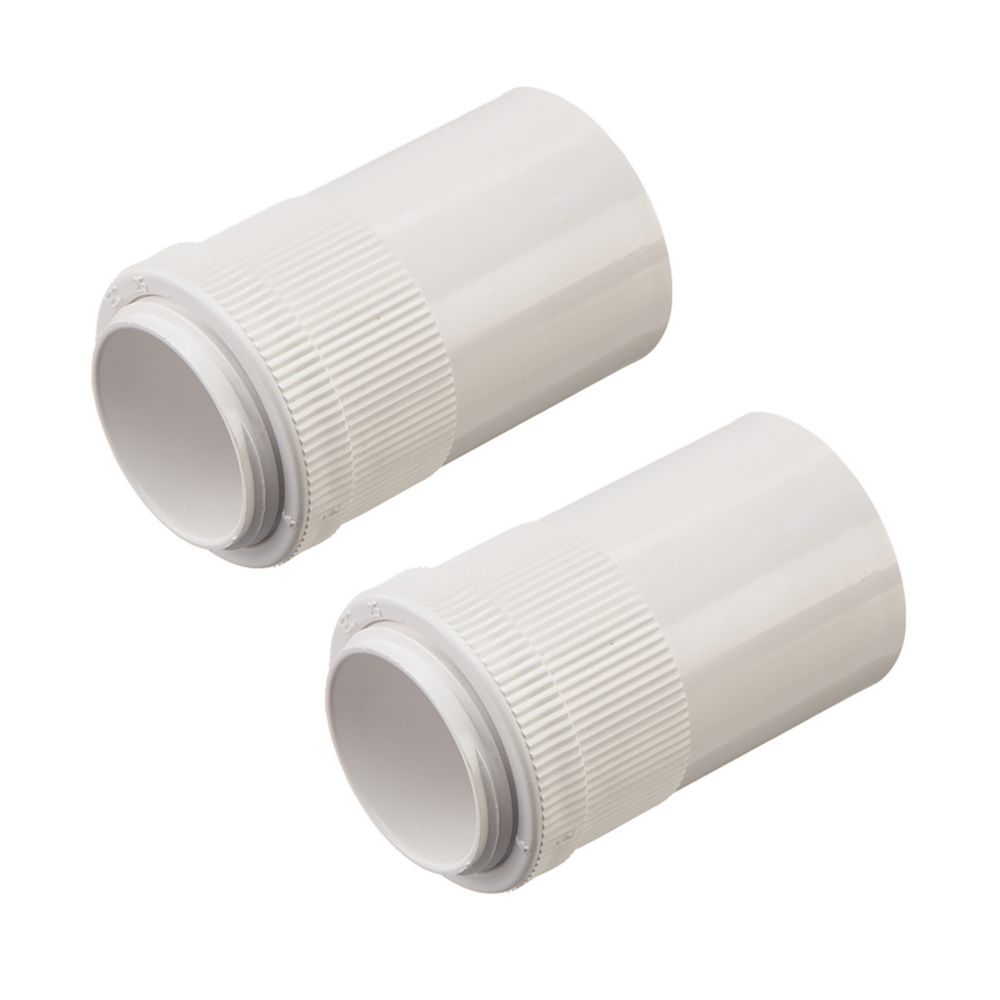 Deta TTE Male Conduit Adaptors 25mm White 2 Pack Screwfix