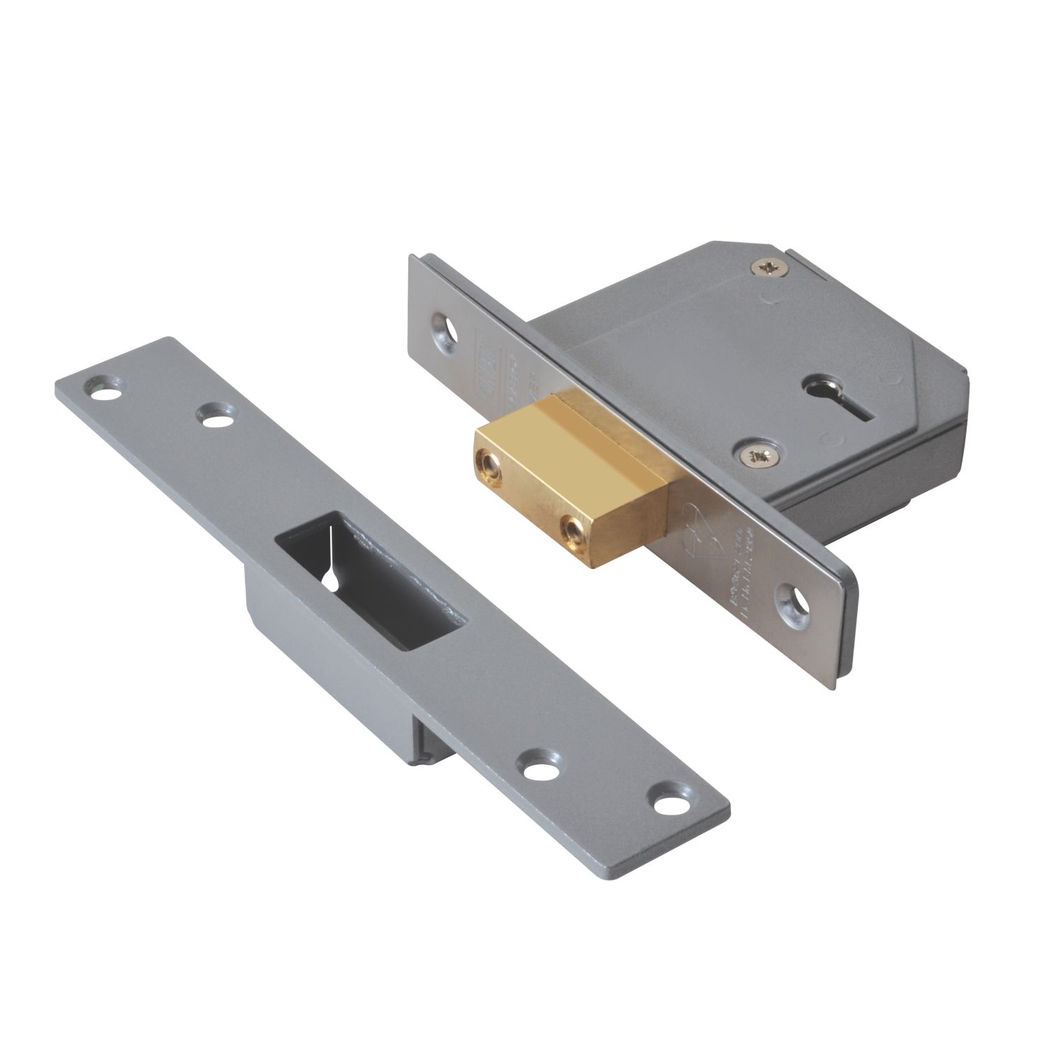 Union Fire Rated Satin Chrome BS 5-Lever Mortice Deadlock 67mm Case - 40mm Backset (3055P)