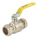 Essentials  Compression Full Bore 22mm Ball Valve with Yellow Handle