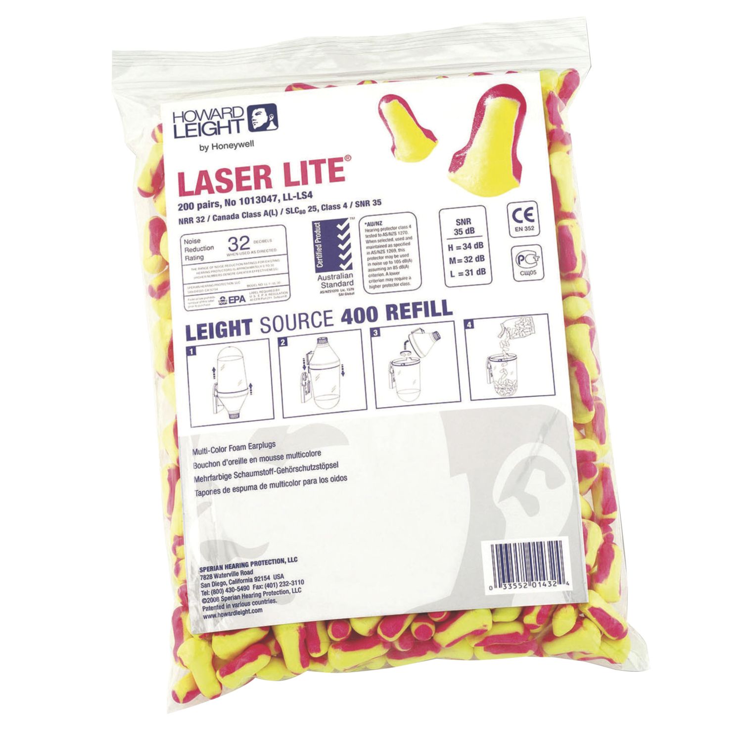 Howard Leight Laser Lite 35dB Foam Ear Plugs 200 Pairs (3059H)