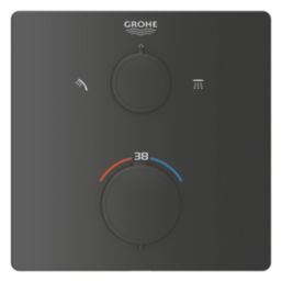 Grohe Precision Thermostat HP Rear-Fed Concealed Matt Black Thermostatic Shower System