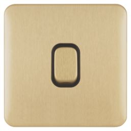 Schneider Electric Lisse Deco 10A 1-Gang 2-Way Retractive Switch Satin Brass with Black Inserts