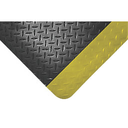 COBA Europe Safety Deckplate Anti-Fatigue Floor Mat Black / Yellow 6m x 0.9m x 14mm