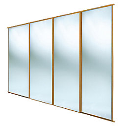 Spacepro Classic 4-Door Sliding Wardrobe Door Kit Oak Frame Mirror Panel 2978mm x 2260mm