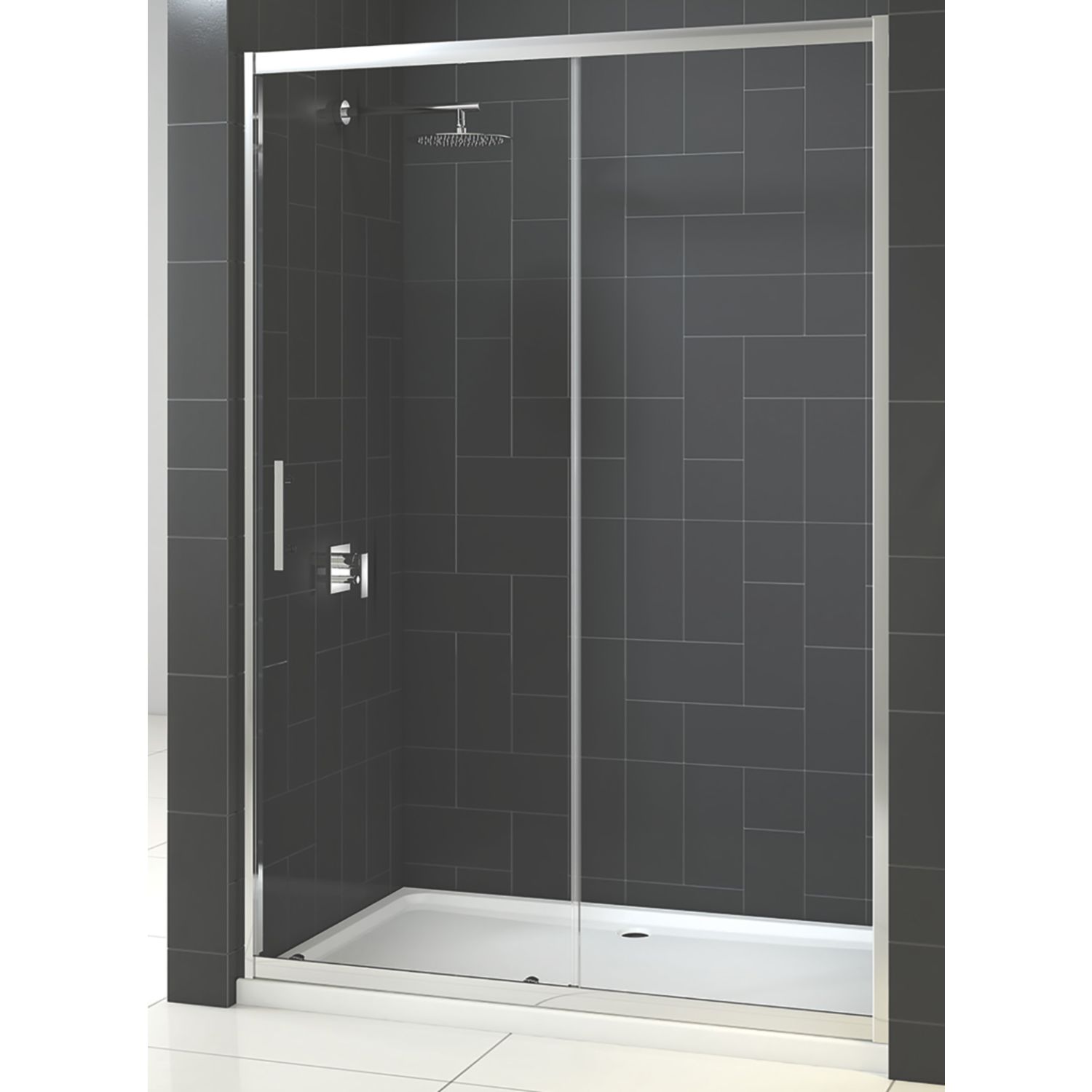 Triton Fast Fix Framed Rectangular Sliding Shower Door Chrome 1100mm x 1900mm (305KT)